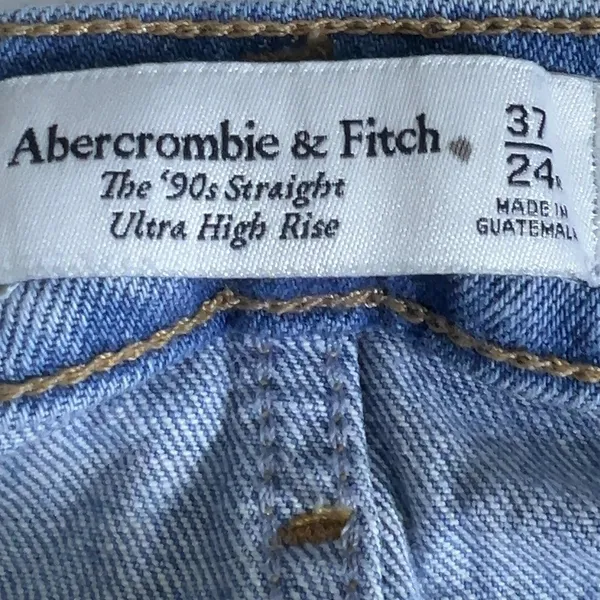 Abercrombie & Fitch 90s Straight Ultra High Rise Distressed Jeans Blue Size 37 - Image 5