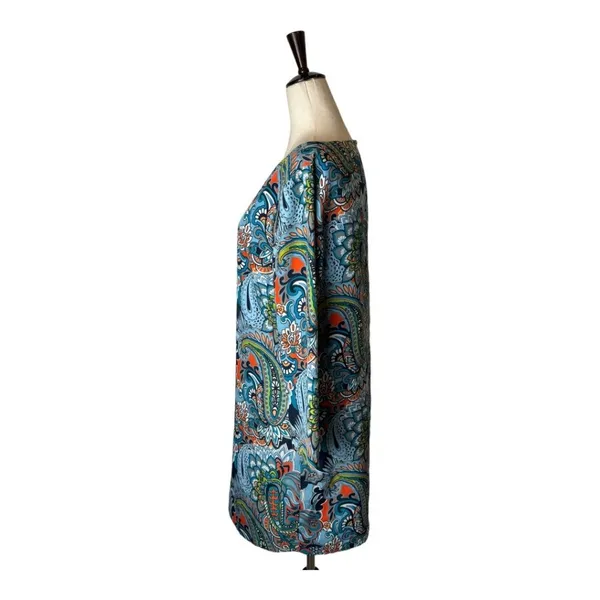 J Crew Dress Women 4 Blue‎ Jules Moonglow Paisley Gallery Boho Hippie Mini Shift - Image 5