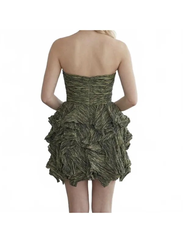 Mignonne Gavigan MIGNON Women's Mini Strapless Green Taffeta Fairy Formal Party Dress Size 8 - Image 2