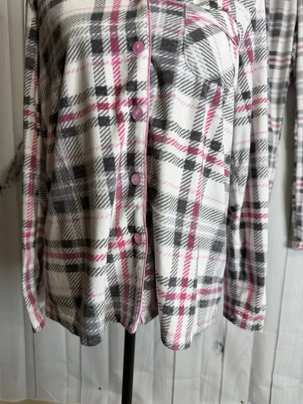 Nautica Pajama Set Plaid Flannel Long Sleeve Button Up Shirt Pant Sz L 14-16 - Image 3