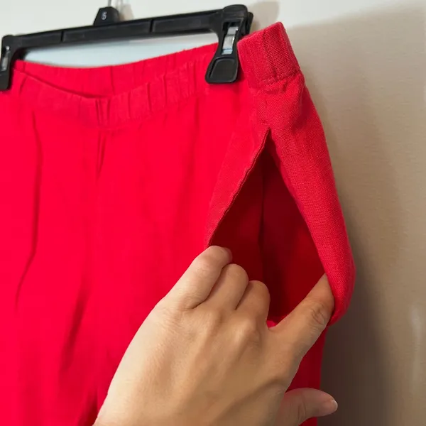 J. Jill Pimento Red 100% Linen Wide Leg Elastic Waist Pants NWT Women's Large - Image 5