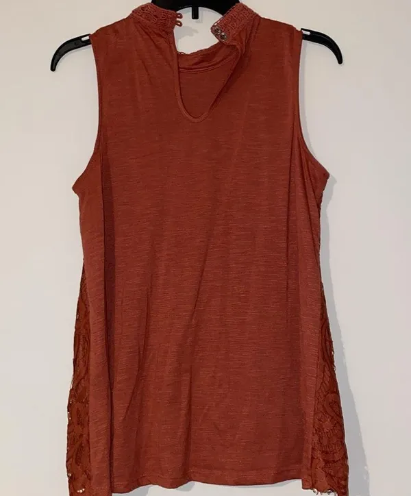 Rewind Juniors lace front tank top blouse clay large excellent dressy - Image 6
