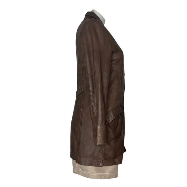 LEATHERS By NEW ENGLAND Sports Wear Brown Leather Jacket Half Belt VINTAGE - Image 4