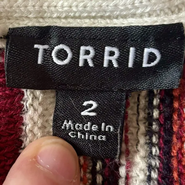 Torrid Cardigan Sweater Duster Women's size 2 2X Striped Open Draped Waterfall - Image 7