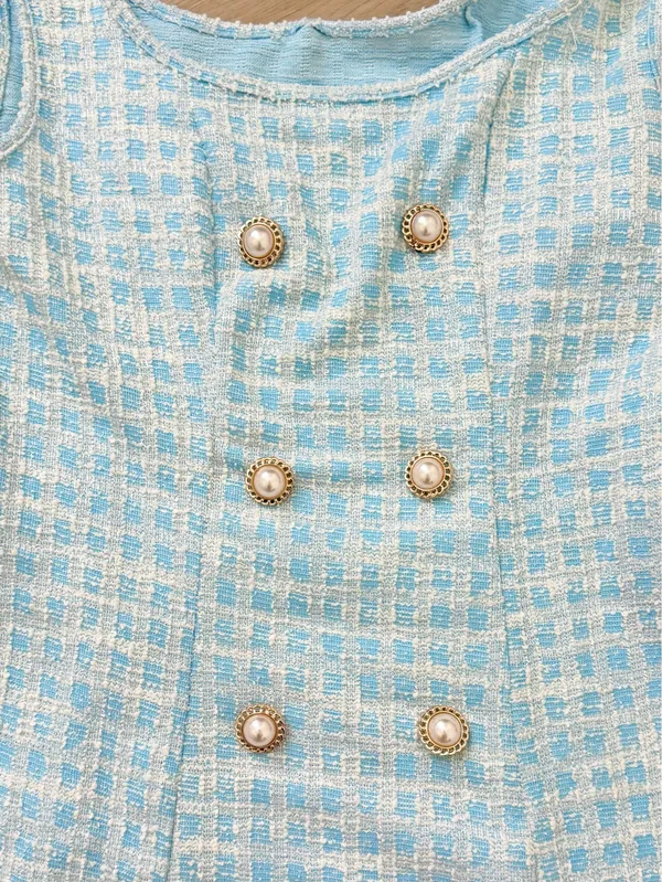 SHEIN Double Breasted Detail Plaid Tweed Dress - Image 2