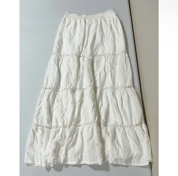 White Solid Linen Maxi Skirt Bottoms Size XS 🤍✨ - Image 3