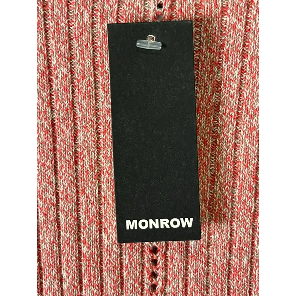 Monrow Coral Cream Ribbed Cotton Cropped Long Sleeve Sweater Top Size XS New - Image 8