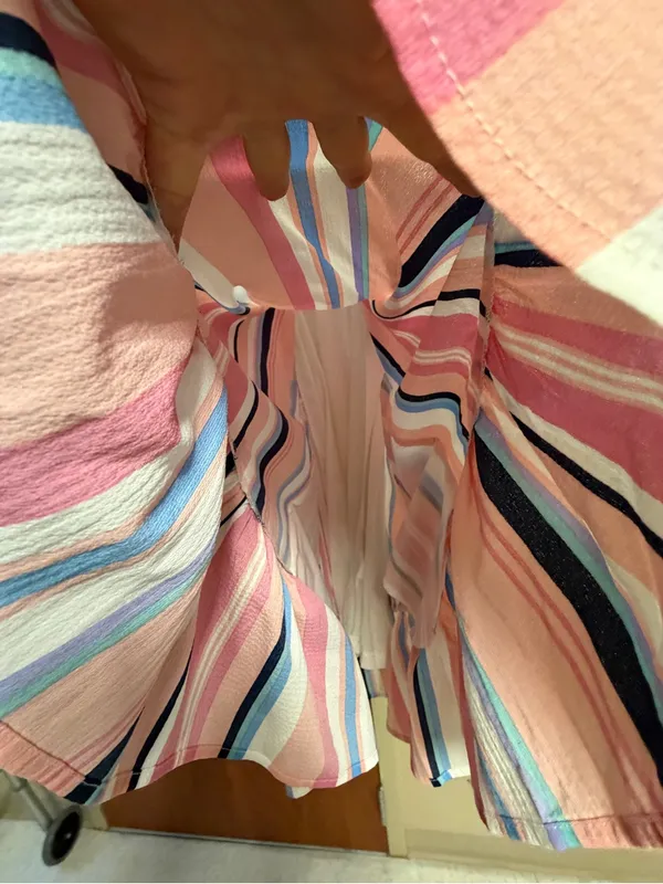 Listicle Pink, Blue & Cream Striped Ruffle-Hem Sundress - Image 4