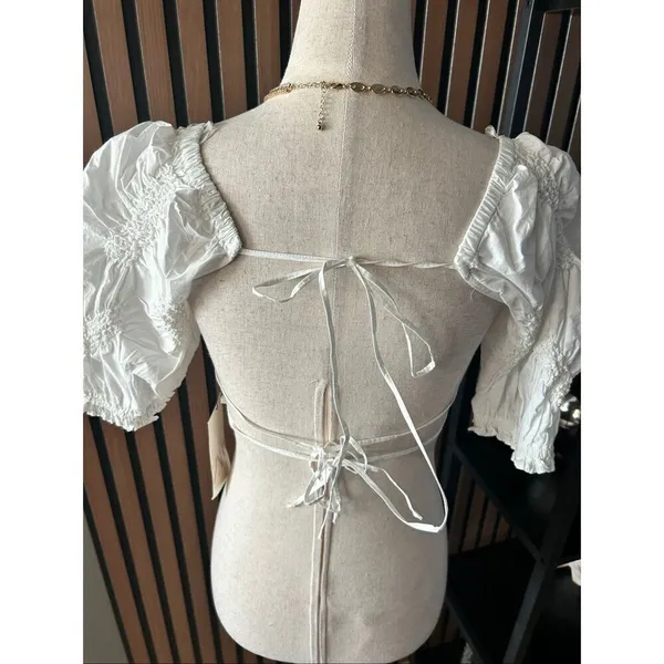 Zara NWT white tank top crop top cut out back size XS - Image 3