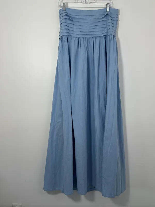 Peppermayo Tamia Maxi Dress Blue Strapless Pleated Size US 10 XL NWT - Image 4