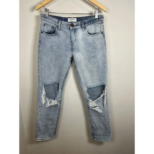 One Teaspoon Awesome Baggies Women 26 Light Wash Distressed Relaxed Jeans - Image 2