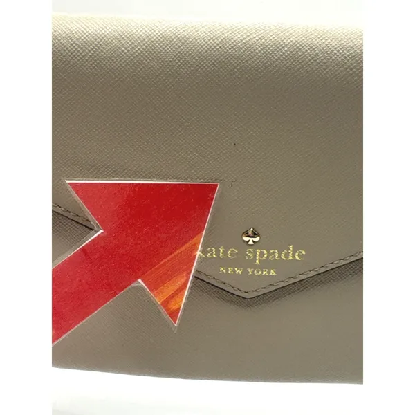 Kate‎ Spade New York Envelope Crossbody Bag Beige Saffiano Leather Gold Chain - Image 4