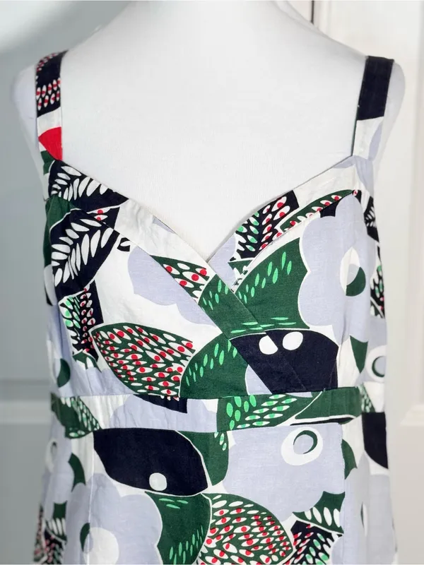 Boden Harbor Forties Floral Sundress Womens 10R Linen Cotton Retro Resort A-Line - Image 2