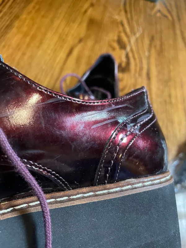 Carvela Kurt Geiger Burgundy Patent Leather Wingtip Platform Oxford Shoes - Image 5