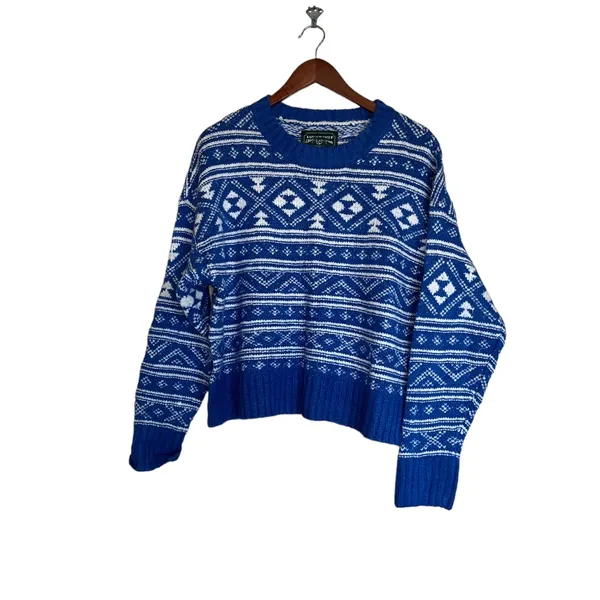 NWOT Aerie Fair Isle Drift Sweater Christmas Navy - Image 12