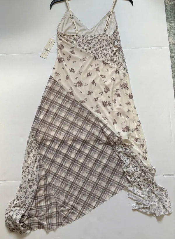 Print Mix Asymmetrical Midi Dress - Image 2