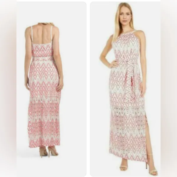 Trina Turk Niksar Knit Maxi Halter Dress Summer Vacation Beachy Boho Crochet 4 - Image 3
