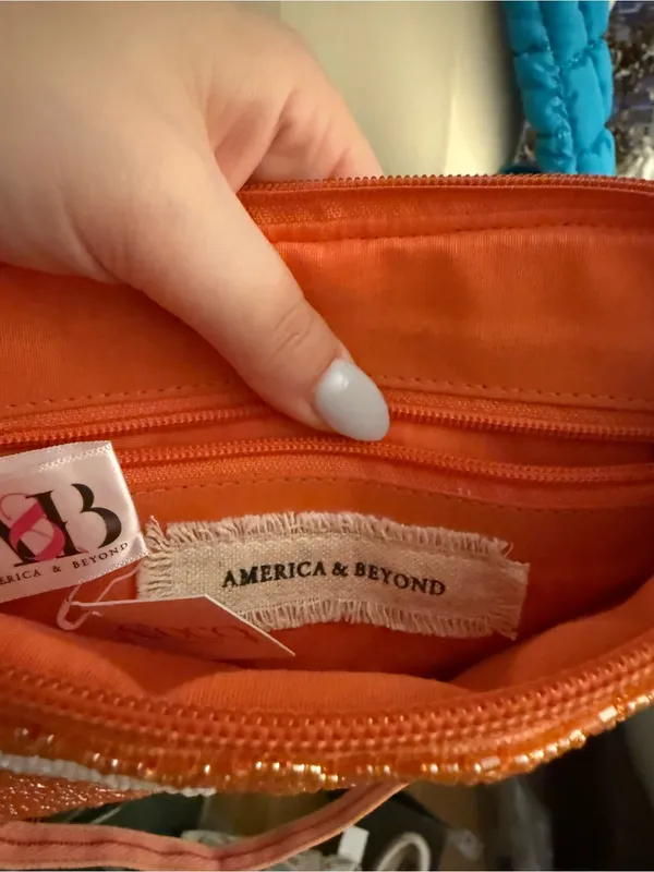America & Beyond All My Love Top Zip Clutch - Orange - Image 4