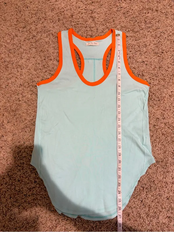 We The Free People Reggi Tank Top Light Blue Orange Trim Size XS - Image 10