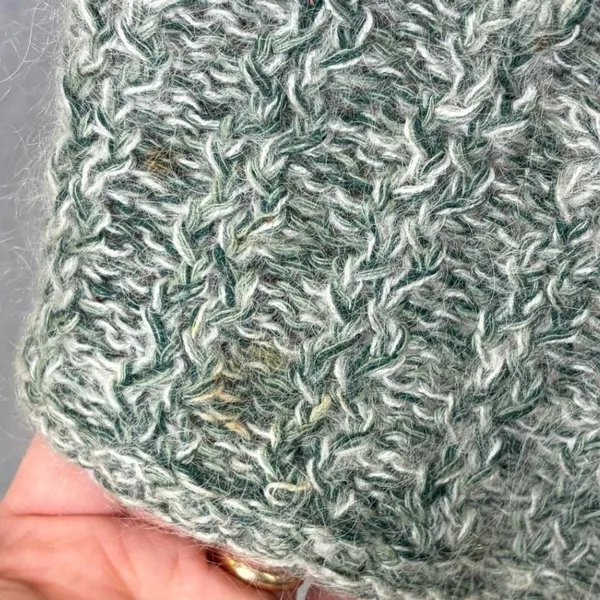 Vintage 90s All Points Green Marled Silk Blend Textured V Neck Sweater M - Image 10