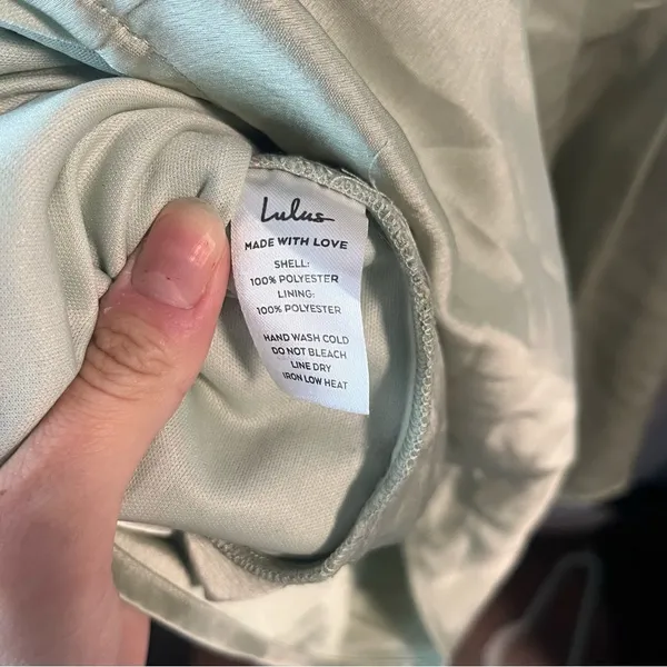 Lulu’s Always Celebrating Sage Green Satin Off-the-Shoulder Mini Dress - Image 9