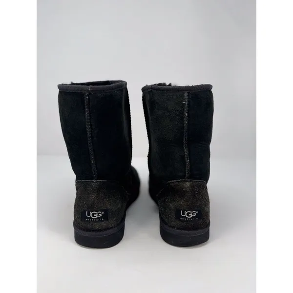 UGG Australia Womens Boots Black Suede Classic Short Fleece Pull On Winter US 9 - Image 4