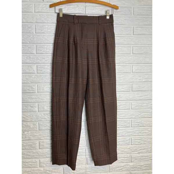Aritzia Wilfred brown plaid slacks trousers women's‎ size 0 modern trendy - Image 3
