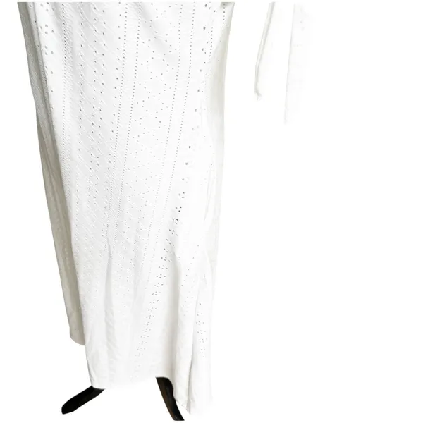 Eyelet Maxi Dress Size Medium NWT Boutique Slit Sleeves Milkmaid Coquette - Image 5