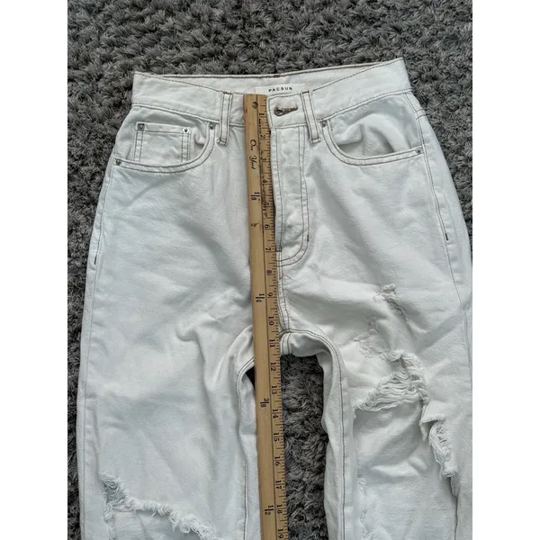 PacSun Women’s Dad Jean Size 23 Distressed Ripped Light Cream Denim High Rise - Image 13