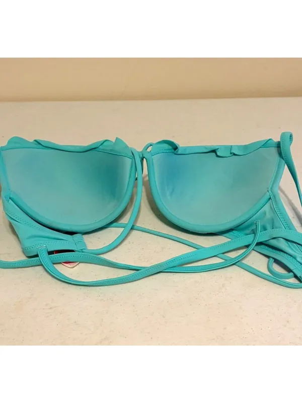 Women's Victoria's Secret Tie-Back Seafoam Green Bikini Swim Top 32DD - Image 2