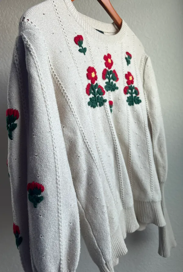 Floral Knit Sweater Multi Size M - Image 5