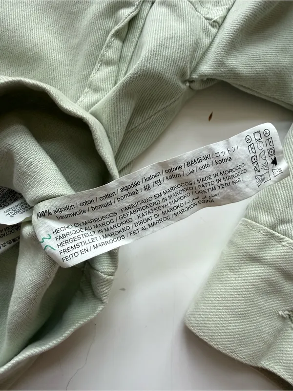 Zara Oversized Cropped Jean Jacket Pistachio Green Size Small - Image 5