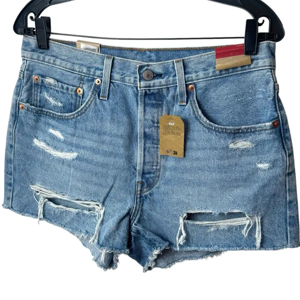 NEW Levi's 501 High Rise Distressed Cut Off Jean Shorts Capsule Summer 30‎ - Image 3
