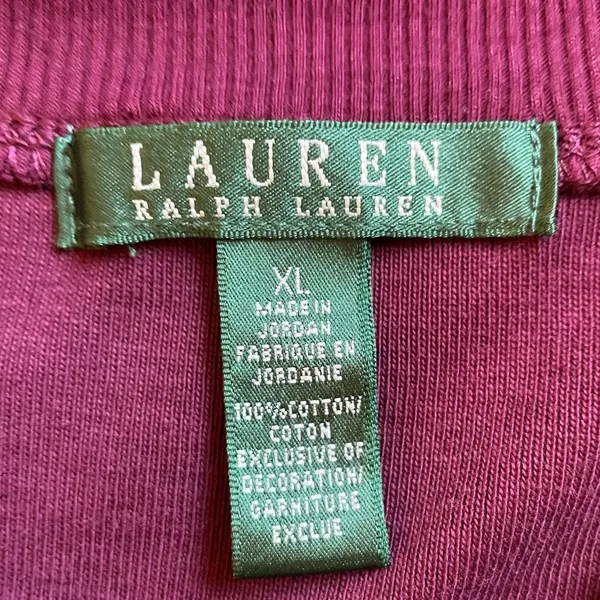 LAUREN RALPH LAUREN Burgundy Red Boat Neck Long Sleeve Cotton Knit Dress - Sz XL - Image 7
