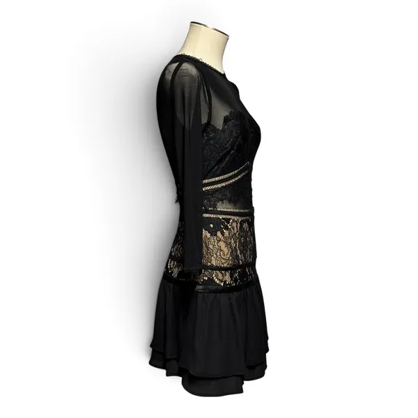 Gianni Bini Lace Mesh Sheer Illusion Mini Cocktail Dress Black XS - Image 5