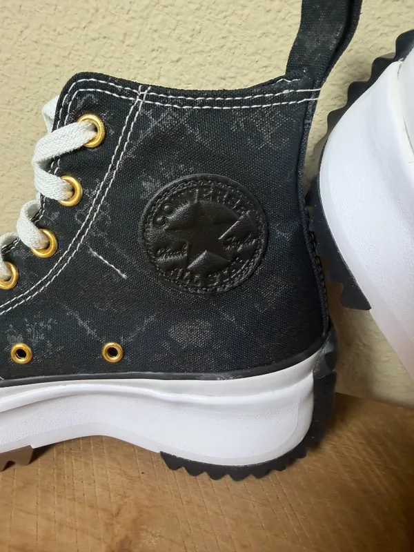 Rare Custom Converse Platform High Top Sneakers Black Brocade Size 7.5 NEW - Image 2