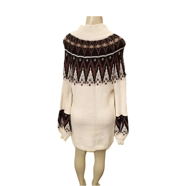 NWT $198 Free People Size XSmall Scotland Neutral Combo‎ Long Sleeve Mini Dress - Image 8