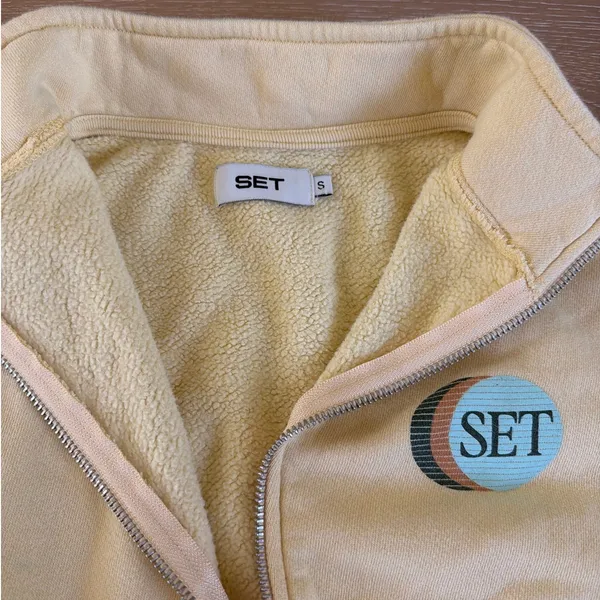 Set Active Zip Up Sweat Jacket Funnel Size S Lemon Yellow - Image 2