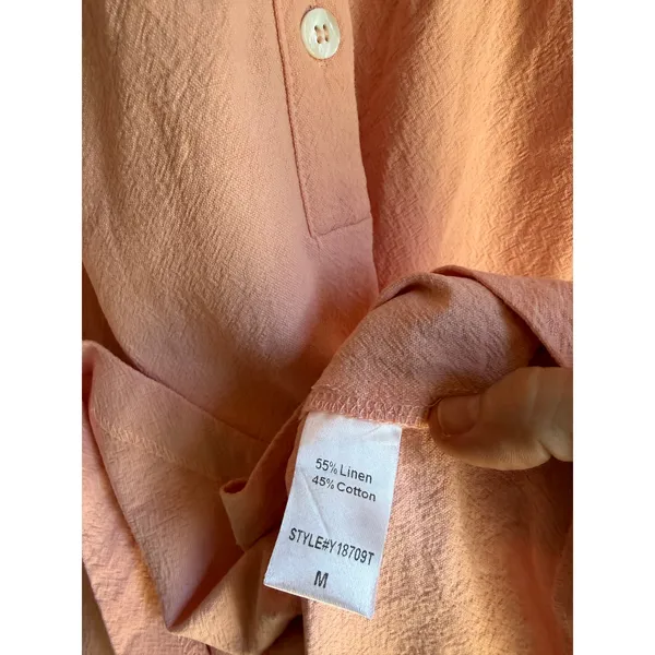 Pomander Place Pink Linen Cotton Tunic Dress Medium Coastal Resort Pockets - Image 5