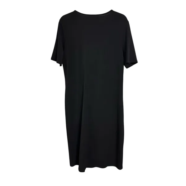 Mossimo Womens Sz L Short Sleeve Black Twist Knot Waist Sheath Dress Below Knee - Image 6