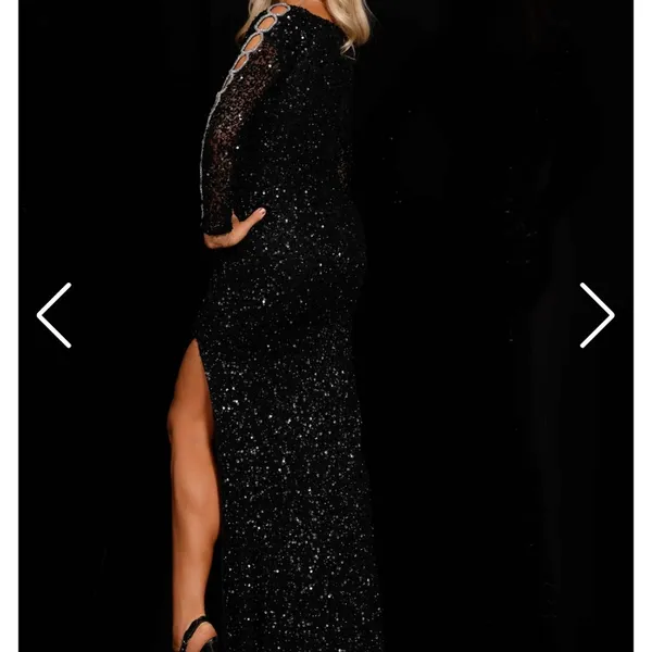 ALETA COUTURE Style 365 Long Sleeve Slit Prom Dress - Image 2