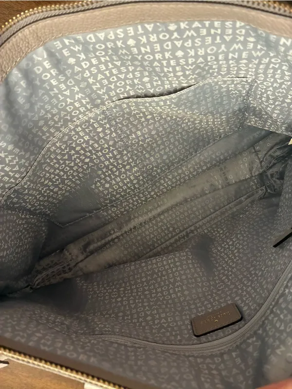Kate Spade Larchmont Avenue Logo Penny Tote Bag Leather Purse Cityscape Taupe - Image 7