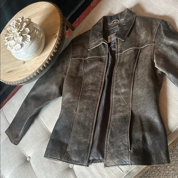 Pelle Studio Wilson’s Leather Thinsulate 3M 100% Brown Leather Acid Washed - Image 3