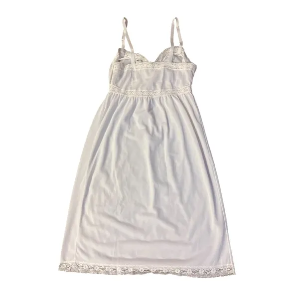 Vintage Mary Jane Full Slip Cream Nylon Lingerie 32 Used - Image 4