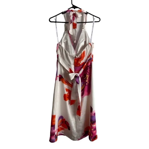 BISOU BISOU Michele Bohbot White/Pink/Orange Dress Size‎ 4 - Image 8