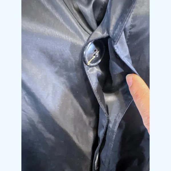 Lauren Ralph Lauren Womens‎ Black Trench Coat Hidden Button Rain Jacket Large - Image 2