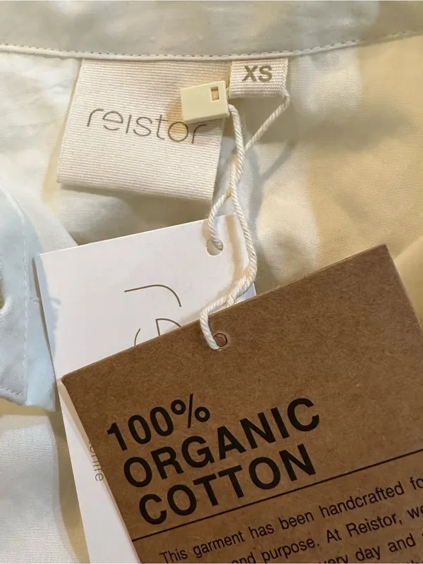 Reistor Women's Oversized Crop Shirt in Off-white Organic Cotton Size XS NWT - Image 10