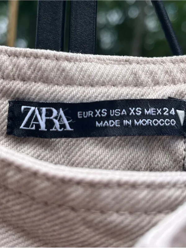 Zara Women’s Beige Denim High Rise Wide Leg Cargo Pants Sz XS Utility Gorpcore - Image 2