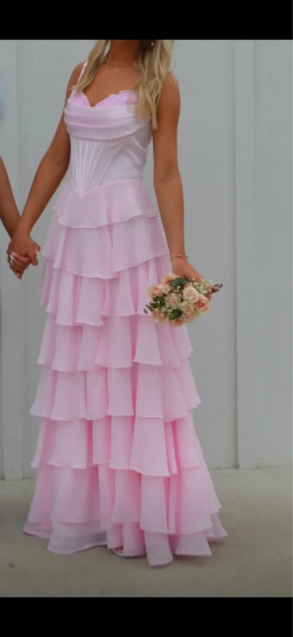 Pink Elegant Prom Dress Lulus Blush Sequin Maxi Size XS - Image 2