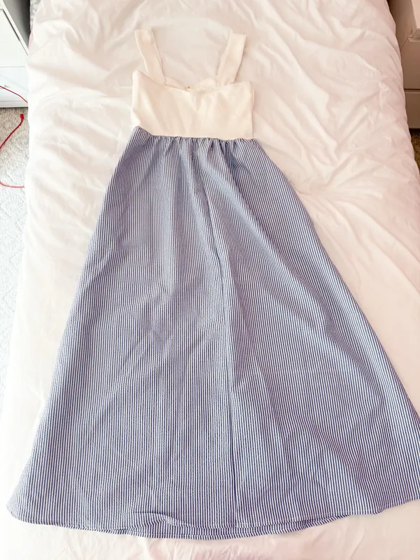 Altar’d State Romina Ivory And Blue Striped Midi Dress Size Small - Image 3